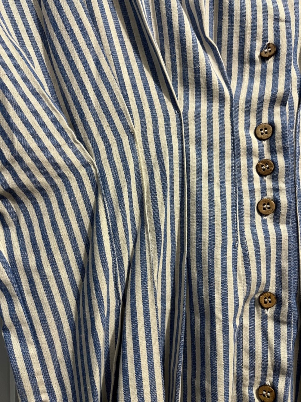 MIOU MUSE Blue & White Striped Button-Front Dress - Picture 7 of 9